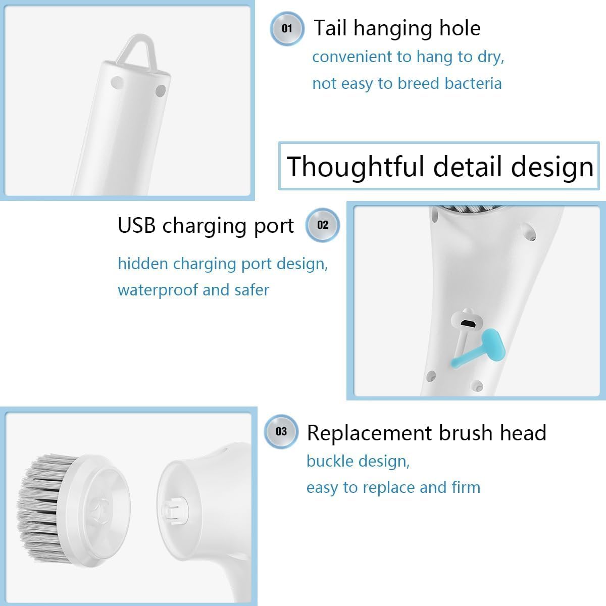 Electric Spin Scrubber, Rechargeable Hand Cleaning Brush with 5 Interchangeable Brush Heads Electric Spin Scrubber, Rechargeable Hand Cleaning Brush with 5 Interchangeable Brush Heads